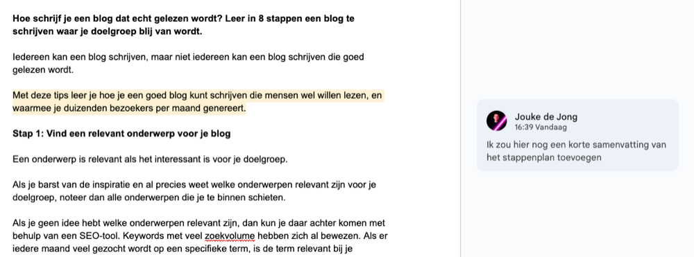 feedback vragen op een blog