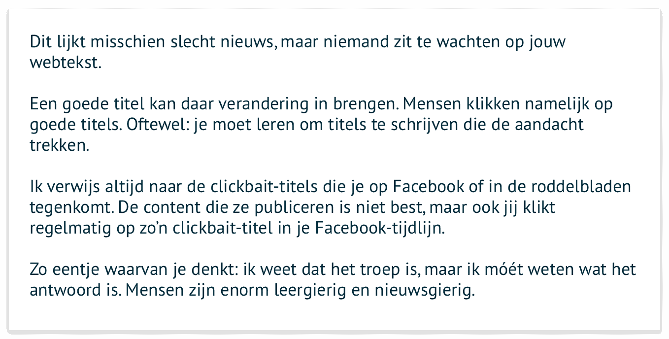 Goed leesbare tekst voorbeeld