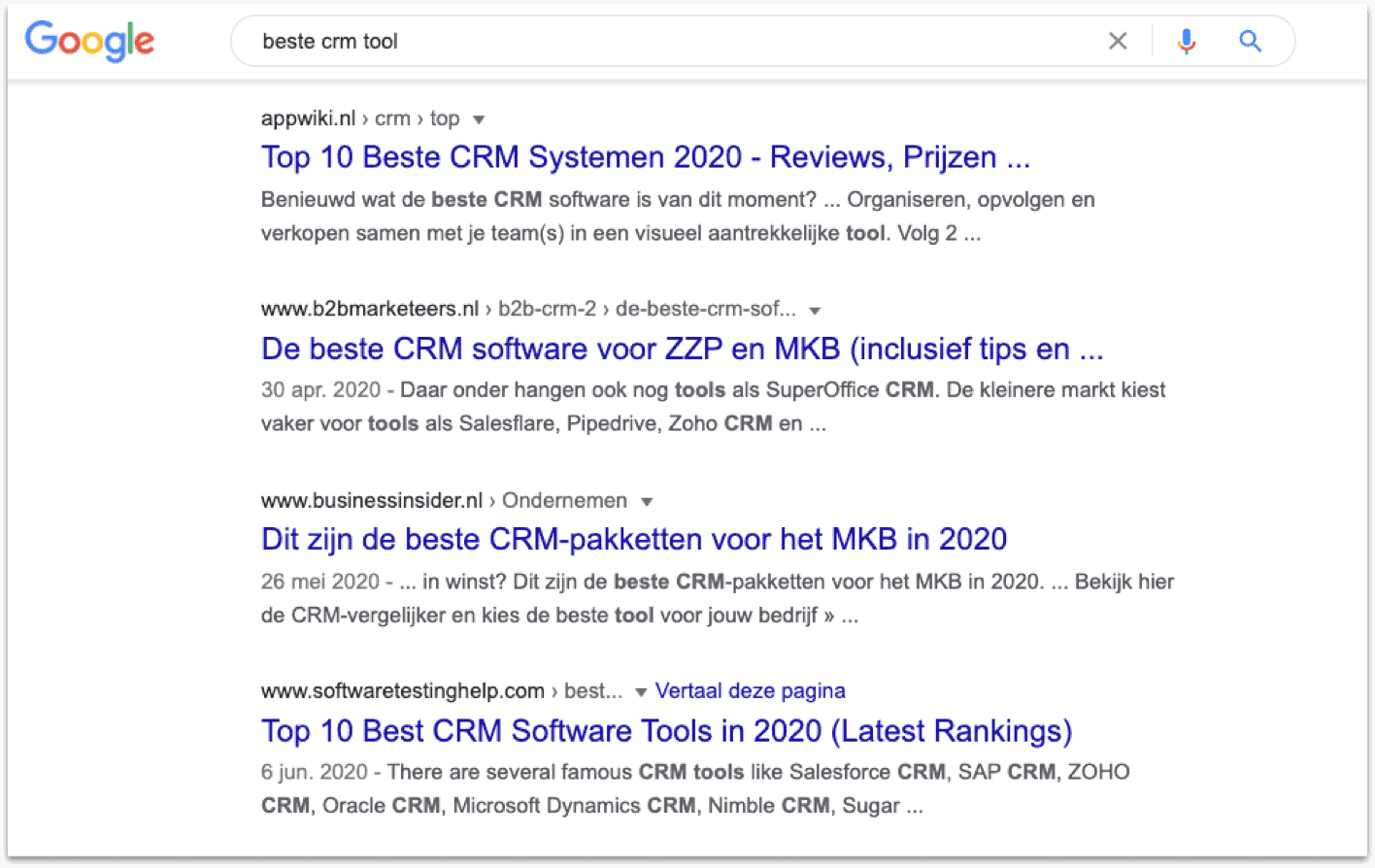 SERP voorbeeld