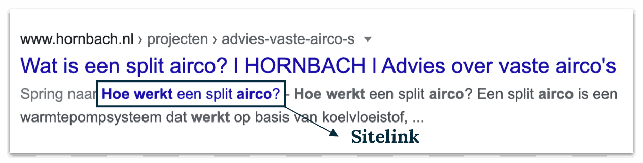 Sitelink voorbeeld