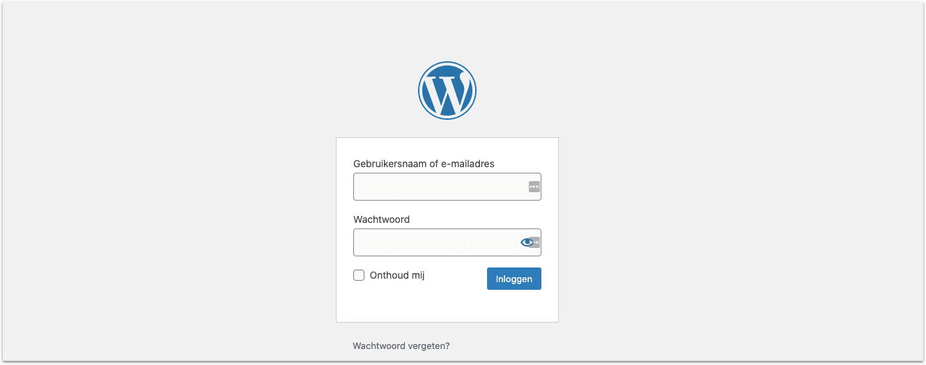 inloggen in wordpress CMS
